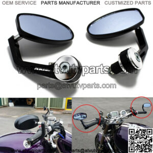 BLACK 7/8" HANDLE BAR END MIRRORS FOR CUSTOM BOBBER CAFE RACER BUELL CLUBMAN ATV
