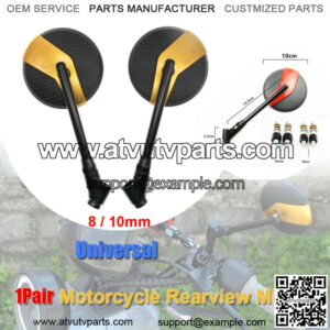 1 Pair Round 8 / 10mm Handle Bar End Rearview Mirrors Motorbike ATV Universal