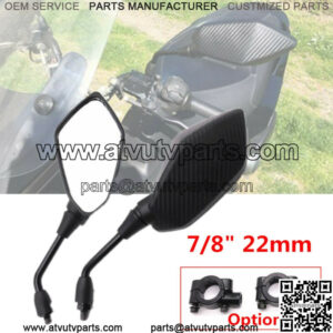 Pair of Motorcycle ATV Scooter 7/8" 22mm Handle Bar End Rearview Side Mirrors