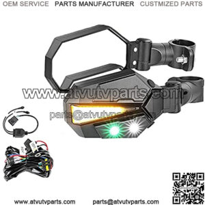 NEW SUN UTV/ATV Side View LED Lighted Mirror Kits with Turn Signal/White/Green LED Lights Fits 2 Inch Roll Bar Cage