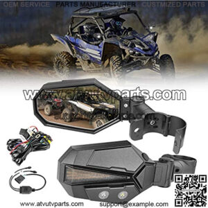 UTV Side Rear View Mirrors, Teochew-LED RZR Side View Mirror with LED Lights for 1.75'' Roll Bar Adjustable Rear Side View Mirror with Turn Signal Light for UTV ATV Polaris RZR Can-Am