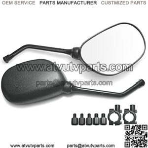 Autopher Pair Set of Motorcycle Side Rear View Mirror with Black Bolts 7/8" Handle Bar Mount Clamp, Compatible with Honda Yamaha Polaris ATV Dirt Bikes