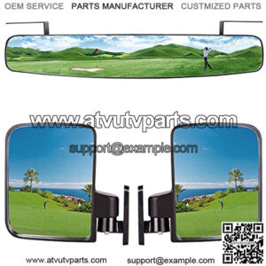 Golf Cart Side Mirror and Rear View Mirror Kit for EZGO, Club Car, Yamaha