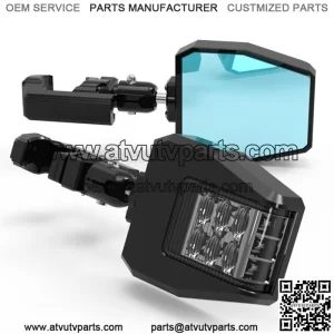 Rear Side View Mirrors w/ Spot Lights for 1.75"-2" Roll Bar ATV UTV RZR (For: More than one vehicle)