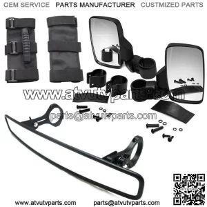 Fit KAWASAKI MULE Teryx 800 Round Roll Cage Bar Rear Side View Mirror Kit+Grip