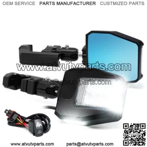 UTV LED Side View Mirrors w/ Puddle Lights Fit 1.75"-2 Inch Roll Cage Bar (For: More than one vehicle)