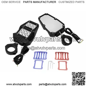 UTV Rear View Side Mirrors w/ LED Rock Light For Polaris Ranger RZR 570 800 900 (For: More than one vehicle)