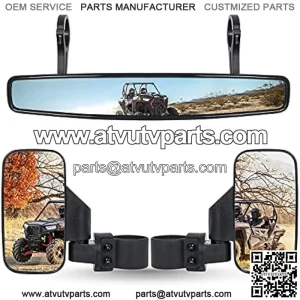 UTV Rear view Side Mirror And Center Mirror For 1.75" Roll Bar Compatible with Yamaha Rhino YXZ, Polaris RZR 800 900 1000 Turbo PRO XP, Honda Pioneer, Arctic Cat Wildcat Trail, Kawasaki Teryx