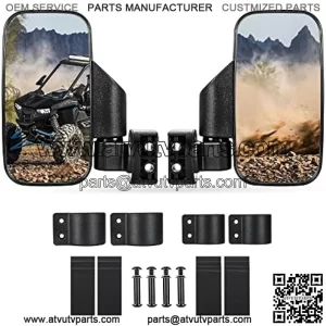 UTV Side Mirrors for 1.75"-2"Inch Roll Bar, Easy-Adjustable 2023 New UTV Side View Mirrors, Compatible With the Full Range of Polaris RZR, Kawasaki Mule Teryx, Honda Pioneer SXS, Yamaha Rhino YXZ