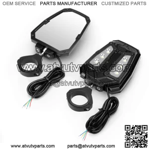 KEMIMOTO 1.75"/2" Rear View Side Mirrors w/Light For Polaris General Honda Talon