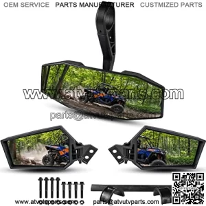 Center Convex Rearview Mirror and Adjustable Folding Side Rear View Mirrors Kit for Polaris RZR XP XP4 1000 Turbo S 4 1000 900 2014-2023 Accessories (Replace #2881198, #2881540)