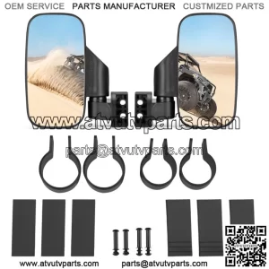 UTV Rear View Side Mirrors Set For Polaris Ranger RZR XP Crew 570 800 900 1000