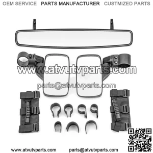 Rear View Center Side Mirrors + Grab Handles For Polaris Ranger 570 800 Mid Size (For: More than one vehicle)
