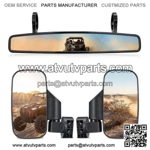 UTV Rear Side&Center Mirrors Set 1.75" Roll Bar For Polaris RZR 570/900/XP 1000 (Fits: Yamaha Rhino 660)