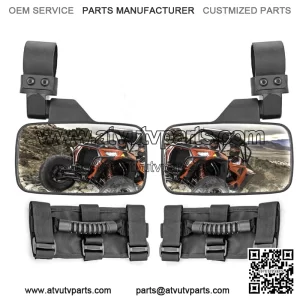 Fit Honda Pioneer 1000 500 700 Cage Break Away Rear Side View Mirror+Handle Grab (Fits: Yamaha Rhino 660)