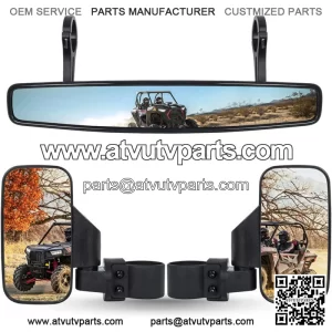 Wide Rear View Side Mirrors Set For Polaris Ranger RZR XP Crew 570 800 900 1000 (Fits: Yamaha Rhino 660)