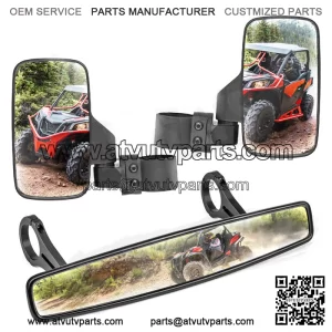 Fits Yamaha Rhino 450 660 700 Viking 700 Rear-View Wide Center Side Mirrors Sets (Fits: Yamaha Rhino 660)