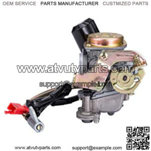 PD18J 18mm Carburetor for 4 Stroke GY6 49cc 50cc Scooter 139QMB Moped Engine for Kymco Scooter with Fuel Filter Spark Plug Intake Manifold and Adjusting Shims