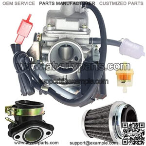 GY6 150CC Carburetor 26mm Carb & Intake Manifold+42mm air filter Compatible with GY6 125cc 150cc 152QMI 152QMJ 157QMI 157QMJ Engine Kazuma Go Kart