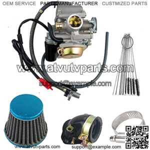 150cc Carburetor Compatible with GY6 4 Stroke Engines Electric Choke Motorcycle Scooter 152QMJ 157QMI with Air Filter Intake Manifold with Cleaning Brushes