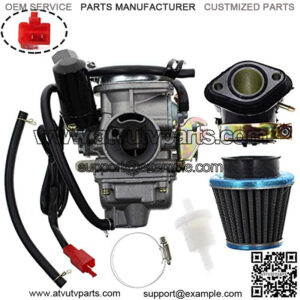 PD24J Carburetor for GY6 125cc 150cc Go Kart Scooter 152QMI 157QMJ Carb with Air Filter Intake Manifold