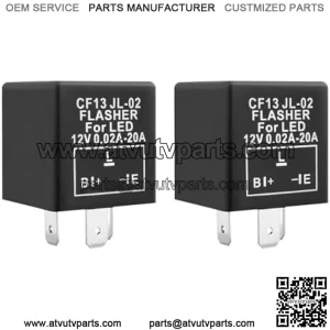 2 PCS 3 Pin CF-13 CF13 EP34 Car Electronic Flasher Relay Fits 12V 0.02A-20A, Premium Automotive LED Turn Signal Light Bulbs Hyper Blink Flash Fix JL-02, Compatible with Most Cars (CF13)