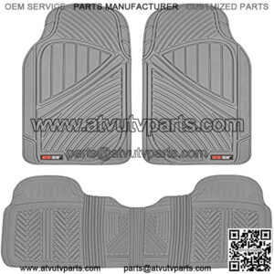 Motor Trend FlexTough Performance All Weather Rubber Car Floor Mats - 3 Piece Odorless Floor Mats for Cars Truck SUV, BPA-Free Automotive Floor Mats, Heavy-Duty Waterproof Liners (Gray)