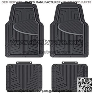 Basics 4-Piece Premium Rubber Floor Mat for Cars, SUVs and Trucks, All Weather Protection, Universal Trim to Fit, Black