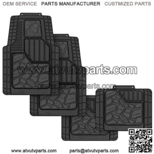 Cooper Tires Discoverer STT Pro All Weather Rubber Floor Mat, 4-Piece, Tire Tread Design, Trim-to-Fit, Heavy Duty, Waterproof, Fit for Most Cars, Trucks, SUVs and Vans (Black)