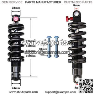 MTB Rear Shock 2000 Lbs Mountain Bike Shock Absorber 150mm/ 165mm/ 190mm Adjustable Damping MTB XC Soft Tail Bicycle Suspension Spring (Color : 2000 Lbs, Size : 165mm)