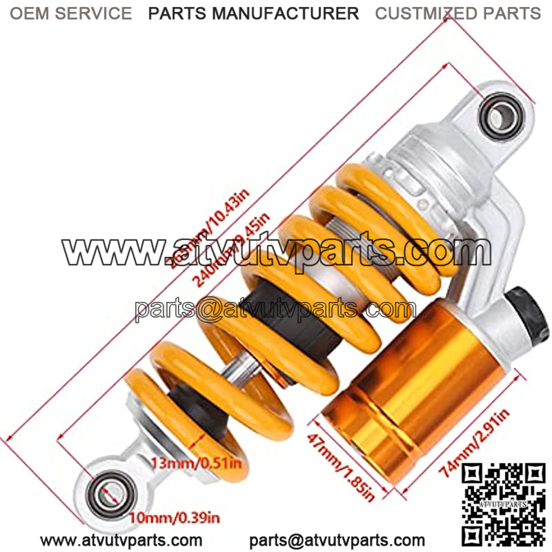 Front Rear Shock Absorber,Universal Shock Absorber Suspension Damper Front/Rear 240mm W/Air Tank Fit for Motorcycle ATV Off Roader - Image 5