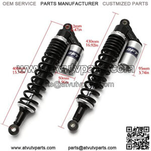 400mm 15.75 inch 8mm Spring Universal Motorcycle Air Shock Absorber Rear Suspension ATV Quad Scooter Dirt Bike For 50cc 75cc 90cc 125cc 150cc 250cc 300cc Black Silver