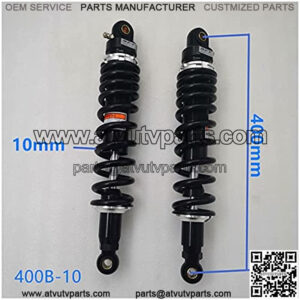 Suspension Shock 2 Pieces New 10mm Spring 400mm Rear Suspension Shock Absorber for ATV Quad Replace Motorcycle Black for Bike car (Color : Black Silver)