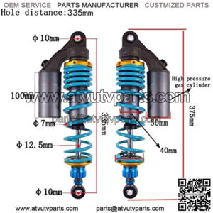 Shock Absorbers 1 Pair Universal 280mm/ 335mm Motorcycle Rear Adjust Damping Shock Absorber Fit for Yamaha Fit for Suzuki ATV Rear Suspension Shock Absorbers (Color : 335mm 1 Pair)