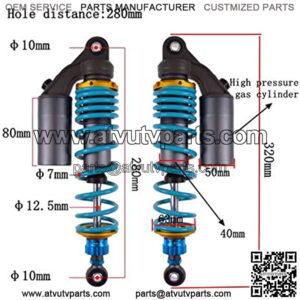 1 Pair Universal 280mm/335mm Motorcycle Rear Adjust Damping Shock Absorber Fit for Yamaha Fit for Suzuki ATV Rear Suspension Shock Absorbers Motorcycle Shock Absorber (Color : 280mm 1 Pair)