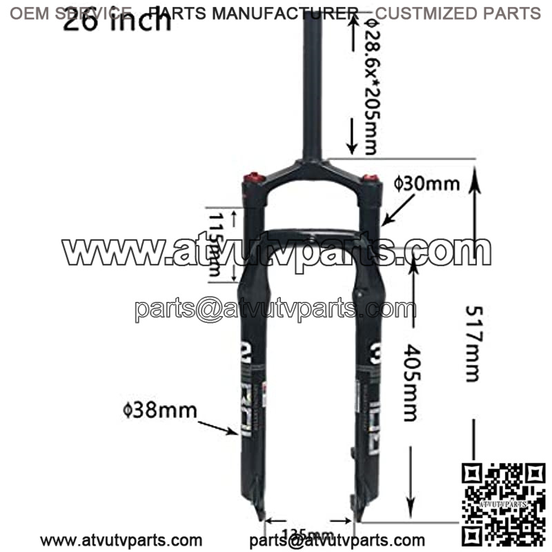 ATV Suspension Fork, 26" Aluminum Alloy DBrake Front Suspension Front Bridge Control 1-1/8" Travel 135mm - Image 2