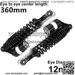 360mm 14.17 inch 8mm Spring Universal Motorcycle Air Shock Absorber Rear Suspension ATV Quad Scooter Dirt Bike For CBR600 CBR400 CB500 YZF XC EXC XCF Black