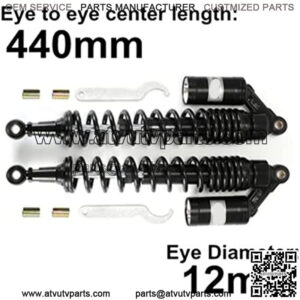 440mm 17.3 inch 8mm Spring Universal Motorcycle Air Shock Absorber Rear Suspension ATV Quad Scooter Dirt Bike For YZF-R1 YZF-R6 YZF-125 XC EXC XCF Black
