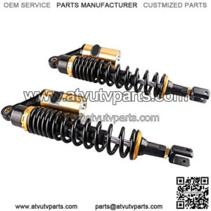 15inch 390mm Pair Motorcycle Shock Absorber Eye to Clevis Rear Suspension Universal For Honda Suzuki Yamaha Kawasaki ATV Go Kart Quad Dirt Sport Bikes Black & Gold (A pair)