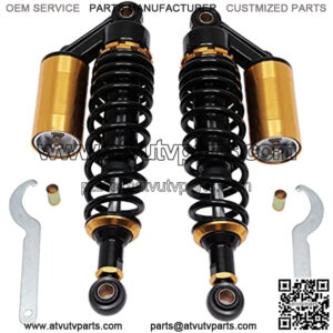 320mm Universal Motorcycle Rear Air Shock Absorbers Adjustable Rear Shock For Honda Suzuki Yamaha Go Kart dirt Scooters Street Sport Bike 12.6" Black Gold 2pc