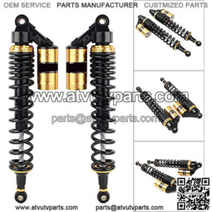 2 Pcs Motorcycle 440mm 17.3" Air Shocks Black & Gold ATV Shock Absorber UTV Shocks Universal For ATV UTV Go Kart Quad Dirt Bikes