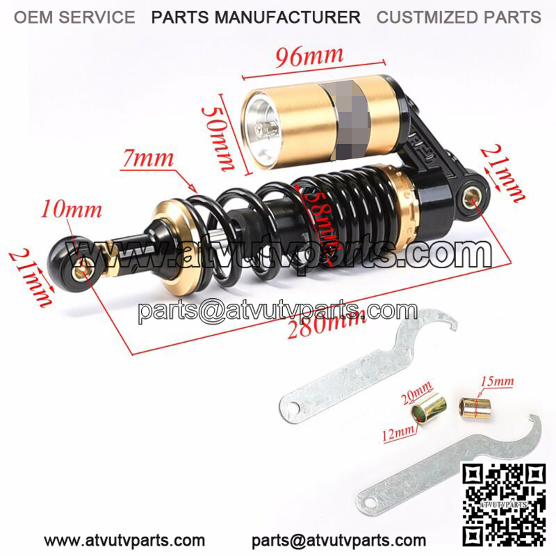 11" 280mm Rear Air Shock Absorber for Motorcycle Scooter ATV Quad Pit Dirt Bike - Image 2
