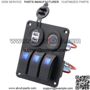 3pin single lamp dual USB+color voltmeter cination panel
