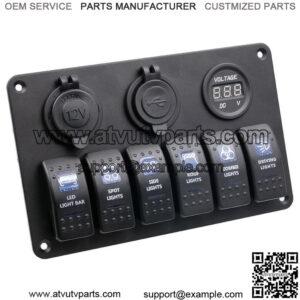 5PIN dual lamp 6 position switch + cigarette lighter holder + dual USB + voltmeter cination panel