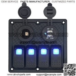 5PIN dual light 4-position switch + cigarette lighter holder + dual USB cination panel