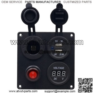 Square aluminum plate with independent switch base + USB + voltmeter cination panel