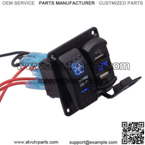 Square aluminum plate second generation ship type dual USB with voltmeter + 5PIN dual light switch cination panel