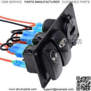 Aluminum plate 5PIN double switch + round double USB cination small panel with voltmeter