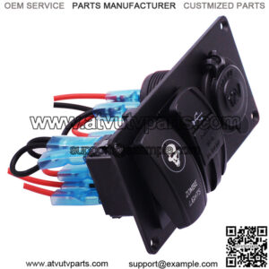 Aluminum plate 5PIN switch + boat type double USB + cigarette lighter cination small panel