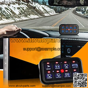 8 Gang Switch Panel, Universal Circuit Control Relay System Box with Automatic Dimmable On-Off LED Switch Pod Touch Switch Box for Car Pickup Truck Boat UTV SUV (One-Sided Outlet)